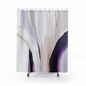 Boho Abstract Shower Curtain | Purple Beige White Ombre Lighting,Home Lighting