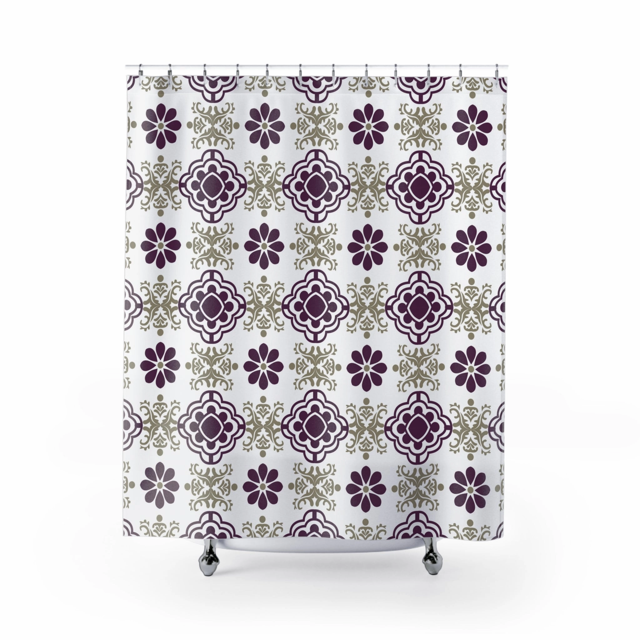 Boho Abstract Shower Curtain | Retro  floral, art nouveau Lighting,Home Lighting