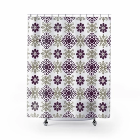 Boho Abstract Shower Curtain | Retro  floral, art nouveau Lighting,Home Lighting