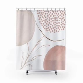 Boho Abstract Shower Curtain | White Blush Pink Lighting,Home Lighting