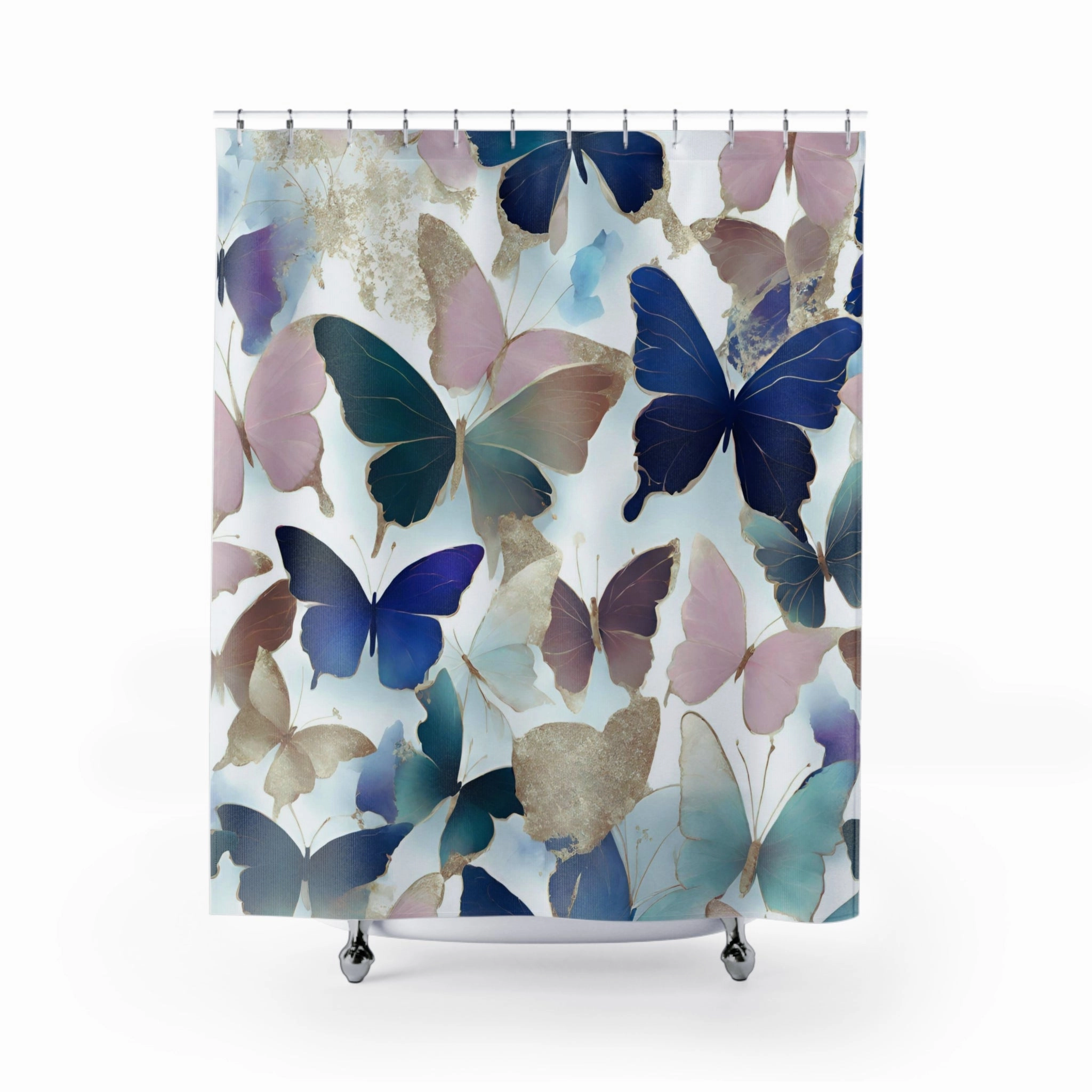 Boho Butterflies Shower Curtain | Teal Green, Blue Pink, Colorful Lighting,Home Lighting
