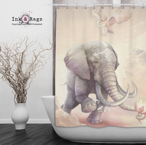 Boho Elephant Owl and Lotus Shower Curtains and Optional Bath Mats Lighting,Lamps Fixtures
