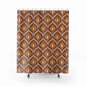 Boho Retro Shower Curtain | Dark Brown Burnt Orange Beige Lighting,Home Lighting