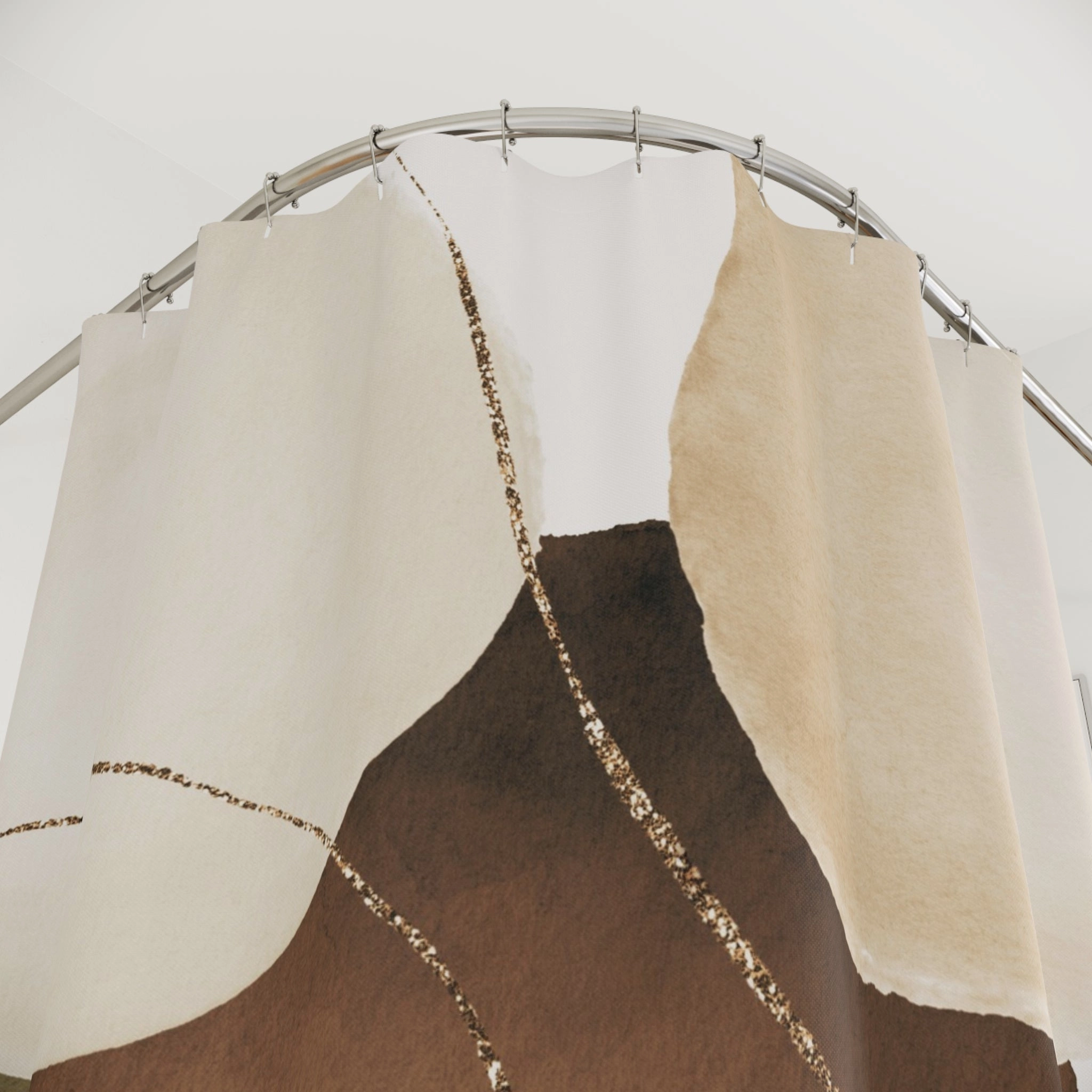 Boho Shower Curtain | Abstract Beige Taupe Brown