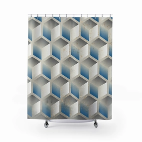 Boho Shower Curtain | Abstract Blue Grey Geometric Lighting,Home Lighting