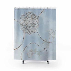 Boho Shower Curtain | Abstract Powder Pale Blue, Beige Lighting,Home Lighting