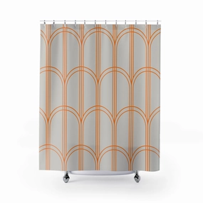 Boho Shower Curtain | Art Deco Grey, Orange Arch Lighting,Home Lighting