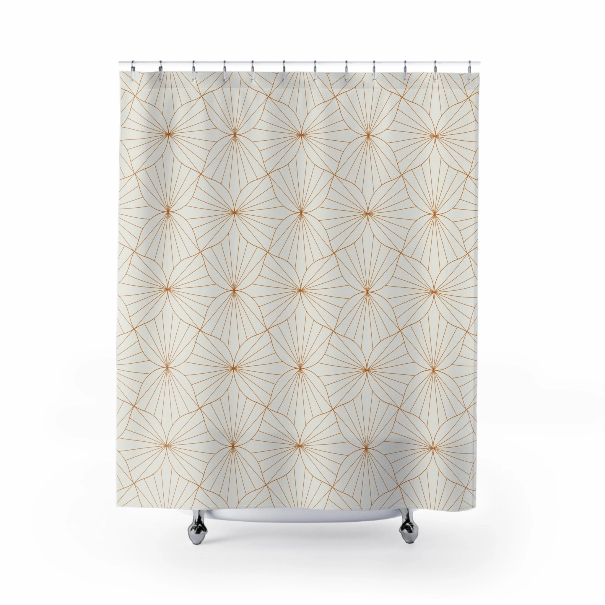 Boho Shower Curtain | Art Deco Grey, Rust Geometric Lighting,Home Lighting