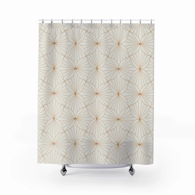 Boho Shower Curtain | Art Deco Grey, Rust Geometric Lighting,Home Lighting