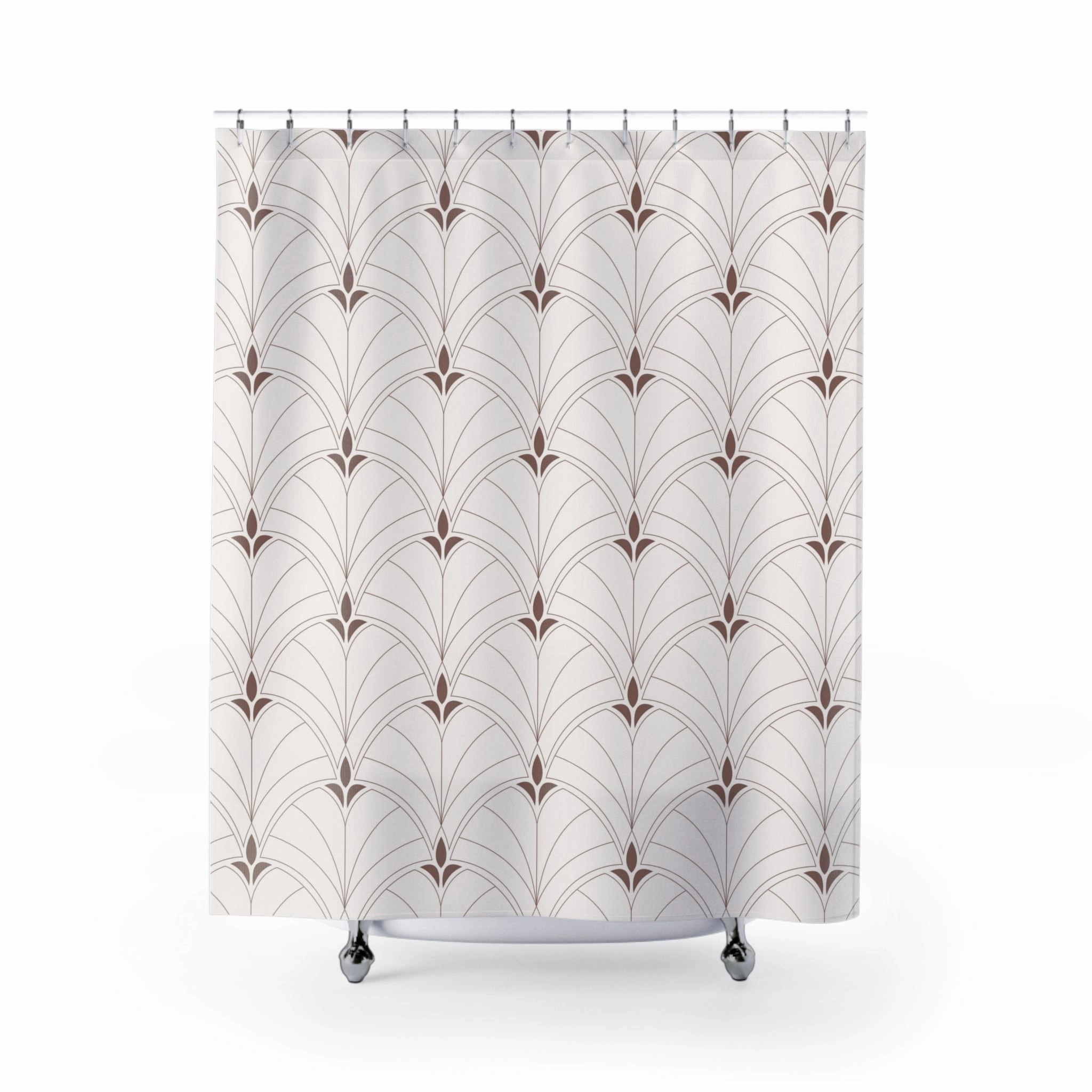 Boho Shower Curtain | Art Deco Nouveau Fan Beige Brown Lighting,Home Lighting