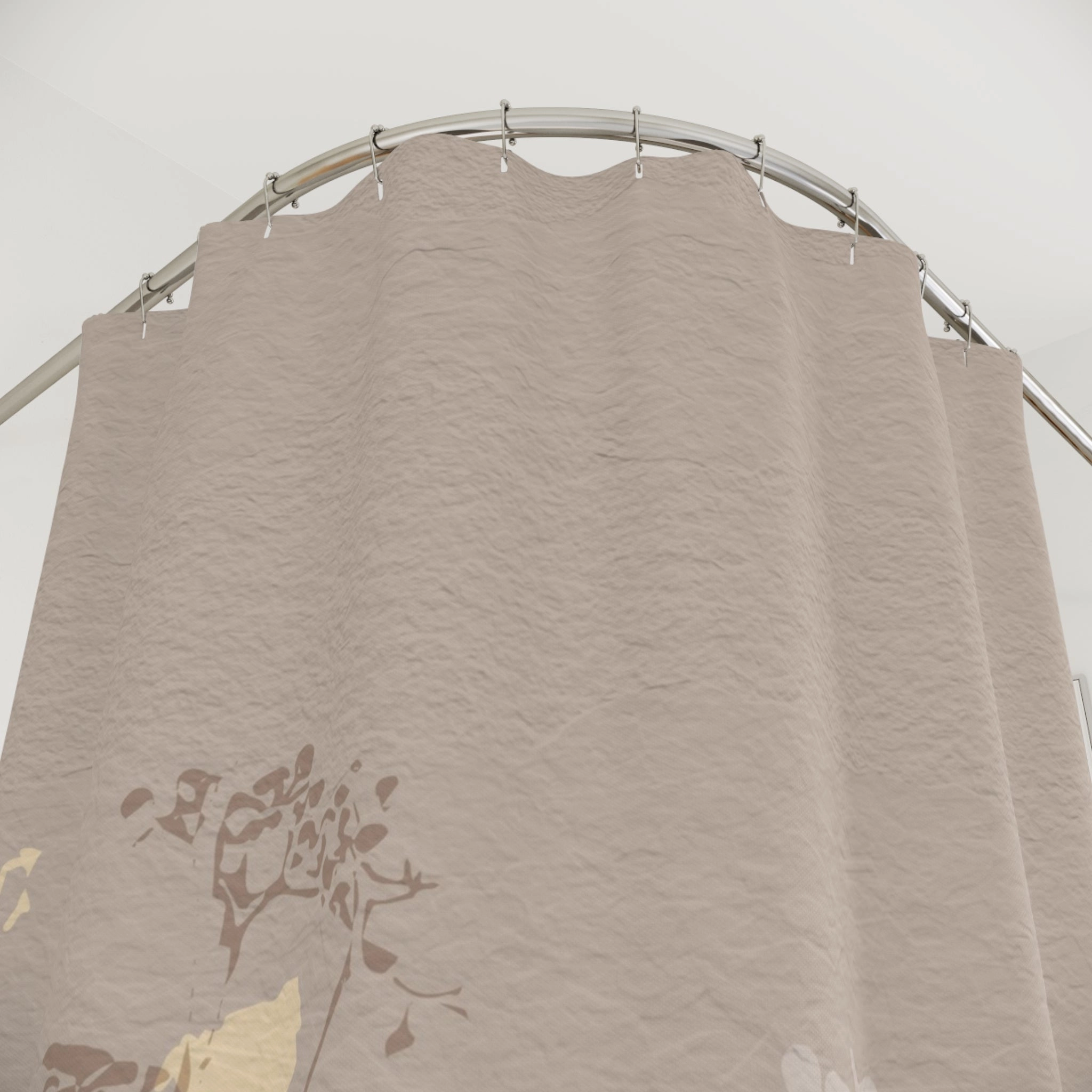 Boho Shower Curtain | Beige Brown, Taupe Floral
