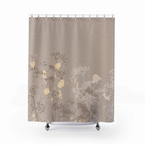 Boho Shower Curtain | Beige Brown, Taupe Floral Lighting,Home Lighting