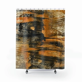 Boho Shower Curtain | Black Orange Lighting,Home Lighting