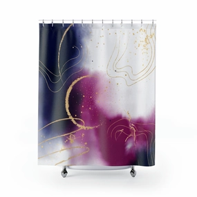 Boho Shower Curtain | Blue Pink White Lighting,Home Lighting