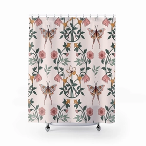 Boho Shower Curtain | Blush Pink Butterflies Lighting,Home Lighting