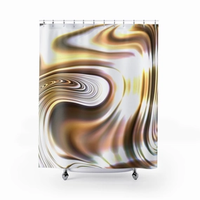 Boho Shower Curtain | Brown Beige, White Yellow Lighting,Home Lighting