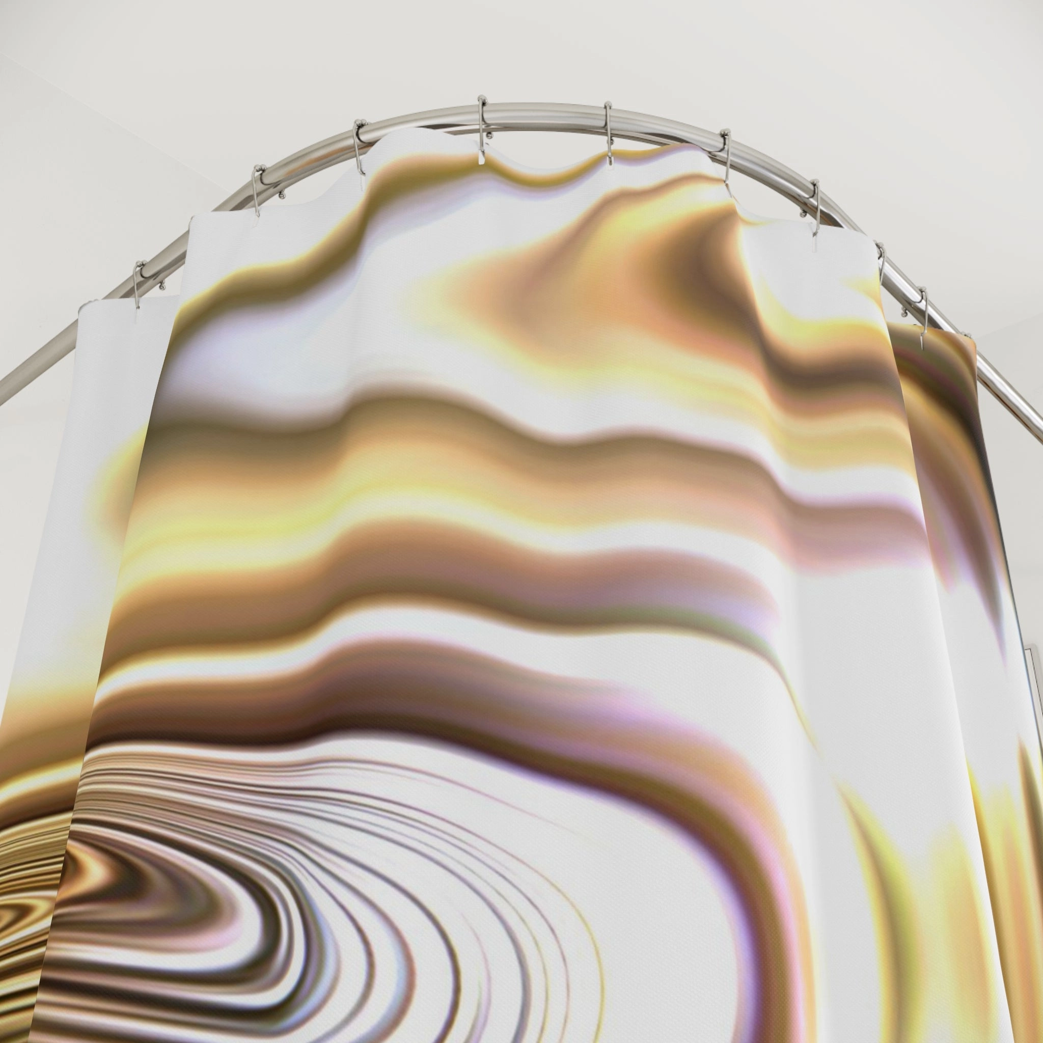 Boho Shower Curtain | Brown Beige, White Yellow