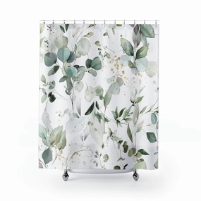 boho shower curtain | Eucalyptus Sage Green White Lighting,Home Lighting