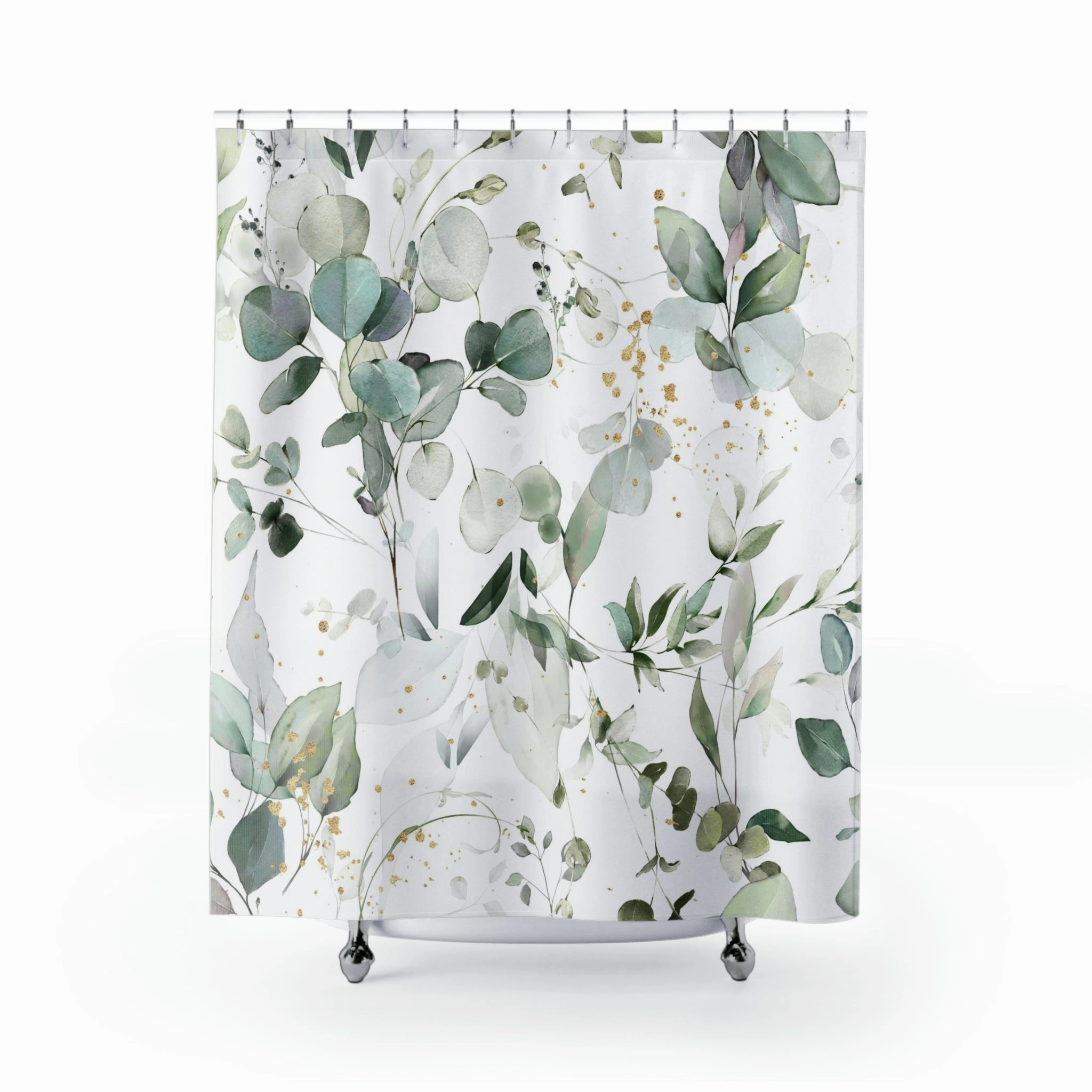 boho shower curtain | Eucalyptus Sage Green White Lighting,Home Lighting