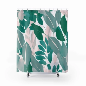 Boho Shower Curtain | Floral Sage Green, Blush Pink Lighting,Home Lighting