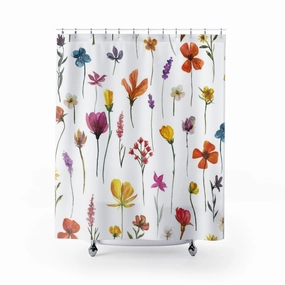 Boho Shower Curtain | Floral White Yellow Pink Orange Lighting,Home Lighting