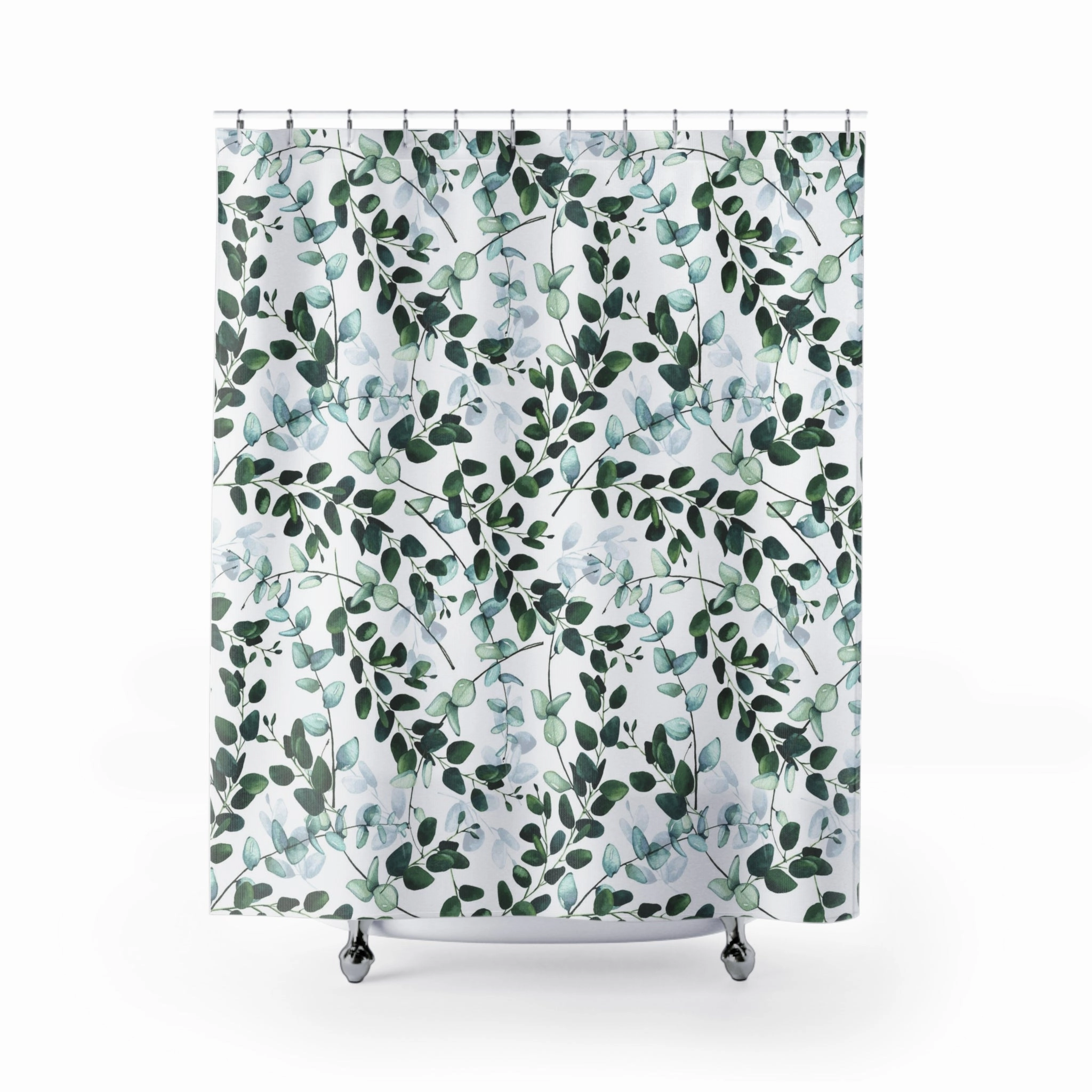 Boho Shower Curtain | Forest Sage Green White Floral Lighting,Home Lighting
