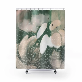 Boho Shower Curtain | Green, Blush Pink White Abstract Lighting,Home Lighting