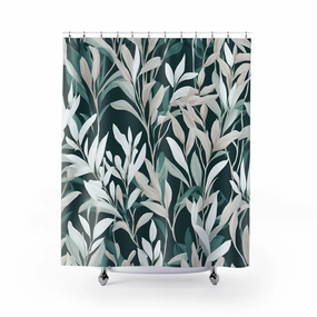 Boho Shower Curtain | Green White Beige Lighting,Home Lighting