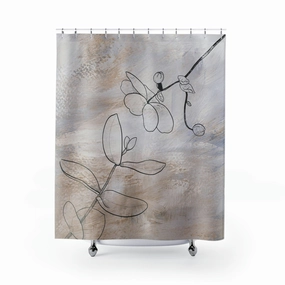 boho shower curtain | Hygge Beige Black Floral Lighting,Home Lighting