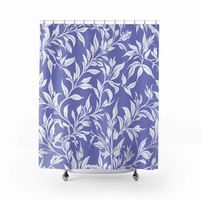 Boho Shower Curtain | Lavender Blue White, Leaves Lighting,Home Lighting
