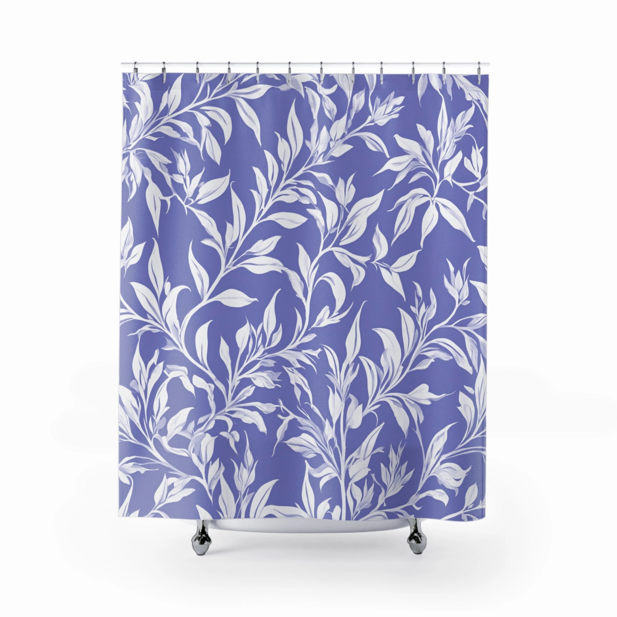 Boho Shower Curtain | Lavender Blue White, Leaves Lighting,Home Lighting