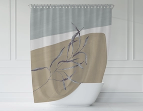 Boho Shower Curtain | Modern Organic, Beige Blue, Neutral Bathroom Decor Lighting,Home Lighting