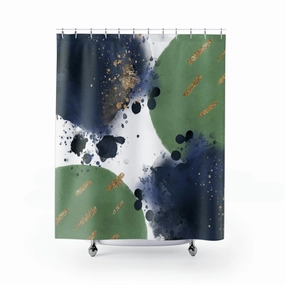 boho shower curtain | Navy Blue, Green Lighting,Home Lighting