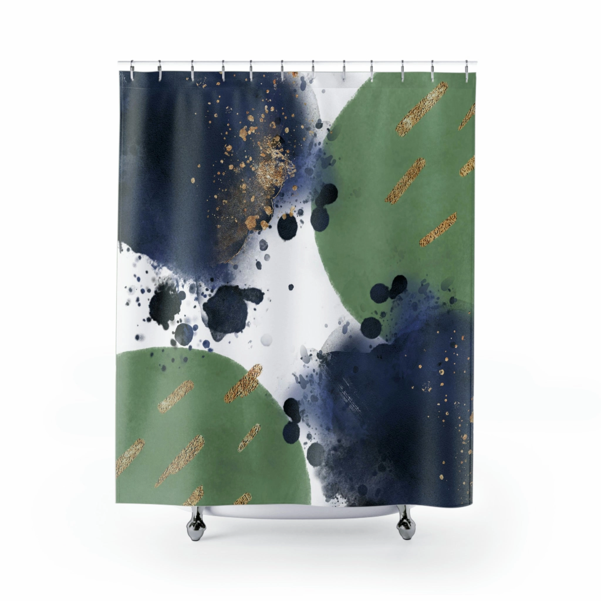 boho shower curtain | Navy Blue, Green Lighting,Home Lighting