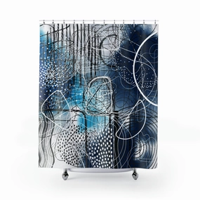 Boho Shower Curtain | Navy Indigo Blue Lighting,Home Lighting
