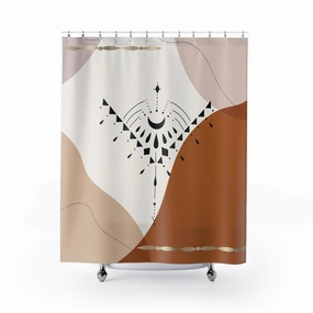 Boho Shower Curtain | Rust Beige Black, Bohemian Decor Lighting,Home Lighting
