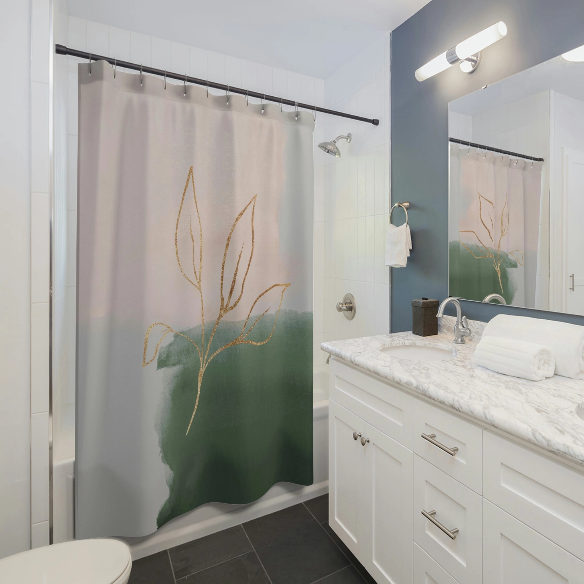 boho shower curtain | sage green gray