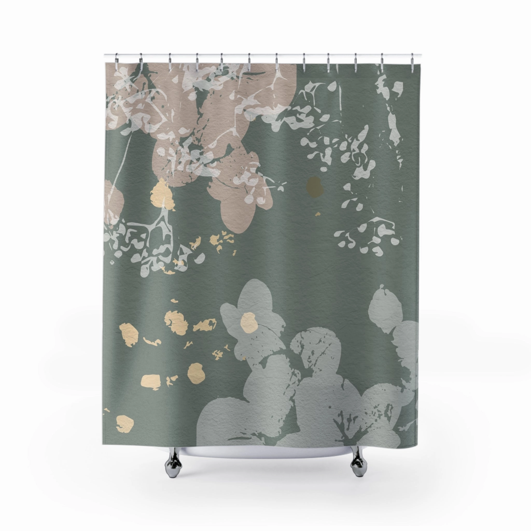 Boho Shower Curtain | Sage Grey Green, Blush Beige Lighting,Home Lighting