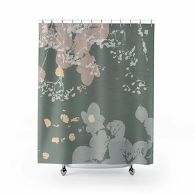 Boho Shower Curtain | Sage Grey Green, Blush Beige Lighting,Home Lighting