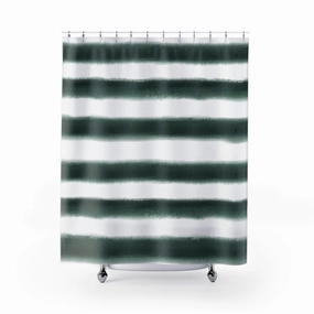 Boho Shower Curtain | White Sage Green Boho Watercolor Stripes Lighting,Home Lighting