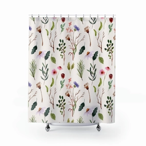 boho shower curtain | Wild Flowers, Green Lighting,Home Lighting