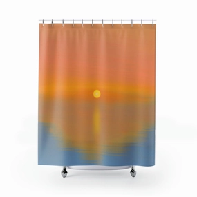 Boho Sunset Shower Curtain | Peach Orange Blue Ocean Lighting,Home Lighting