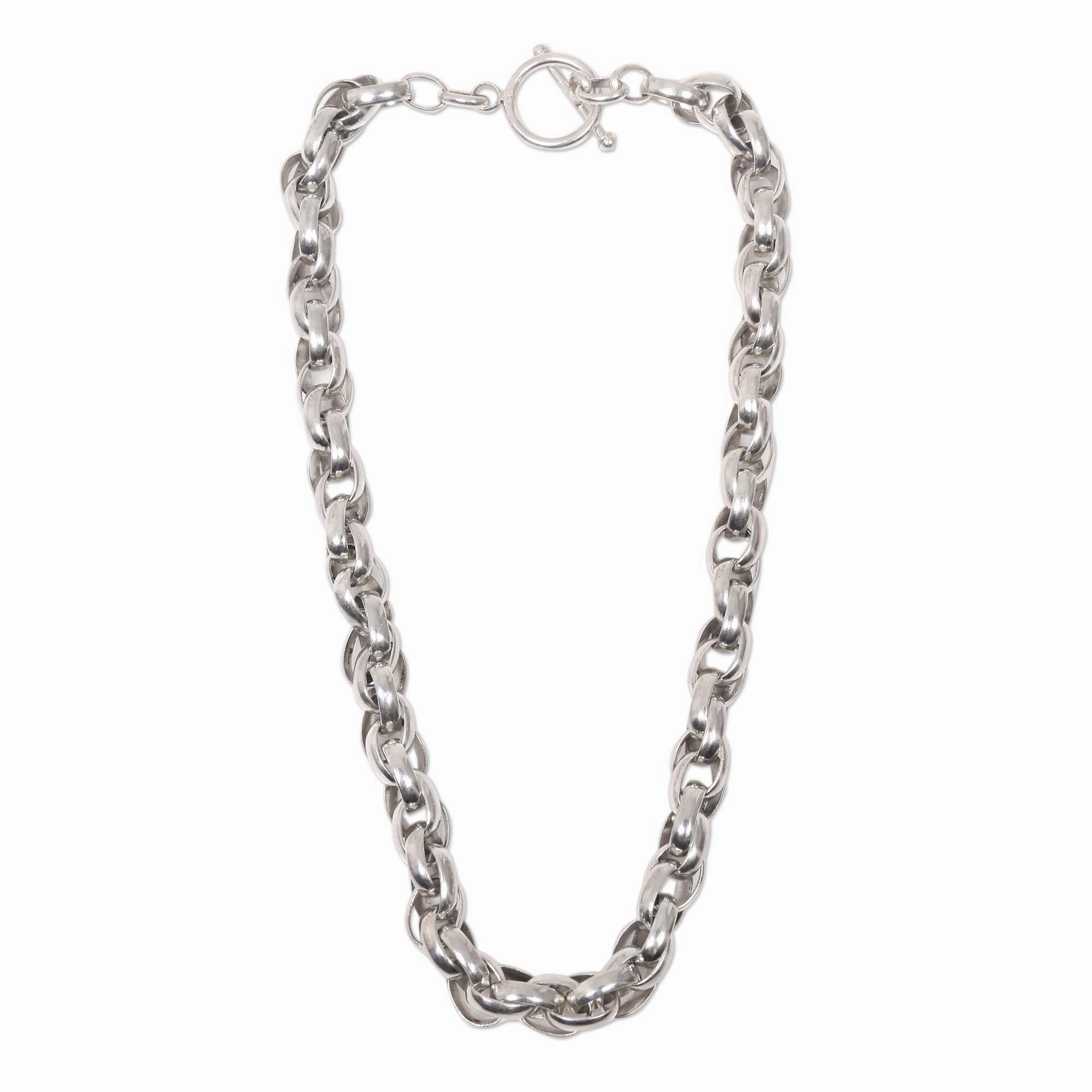 Bold Links Substantial Hand Crafted Sterling Silver Chain Necklace