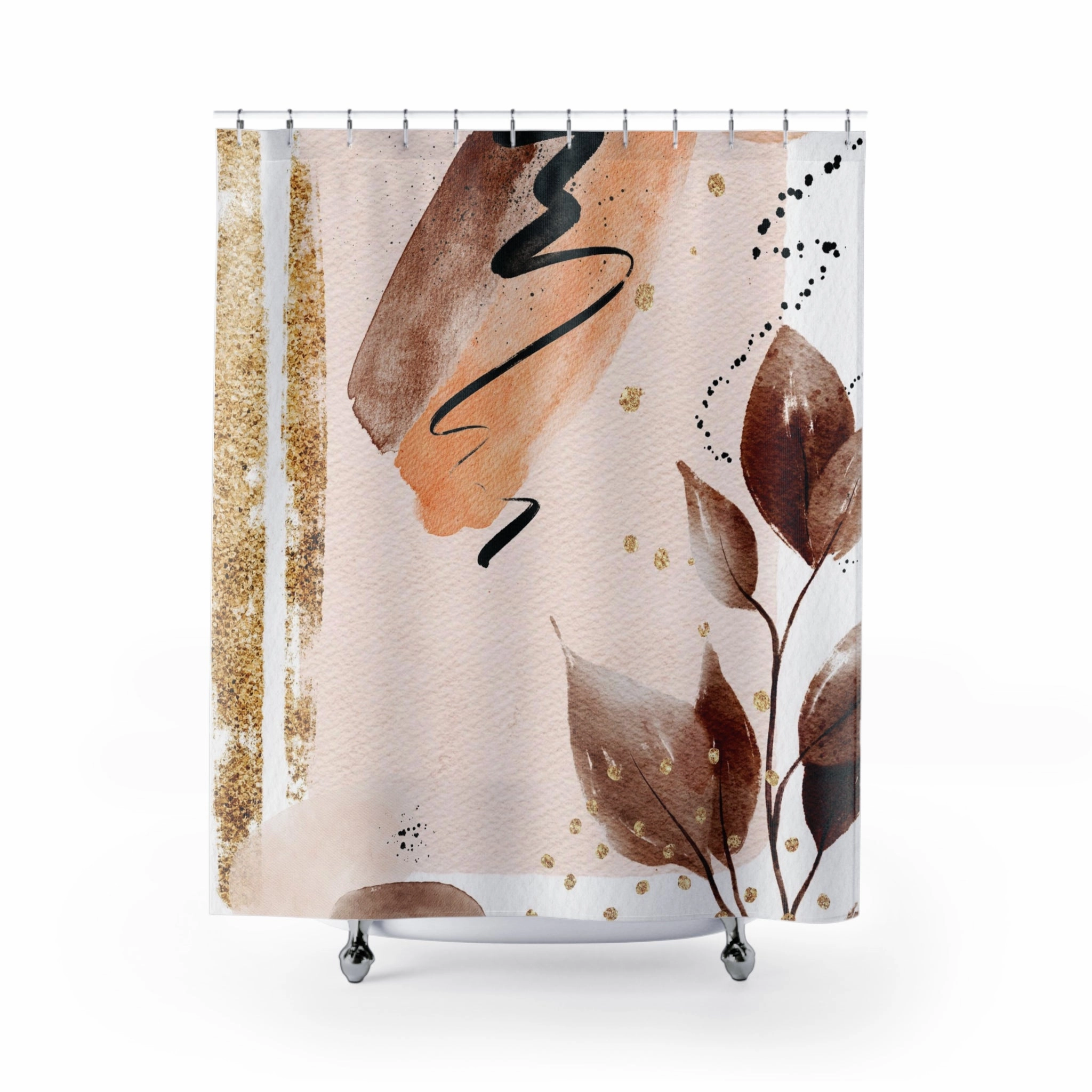 Botanical Shower Curtain | Neutral Beige Brown Floral Lighting,Home Lighting