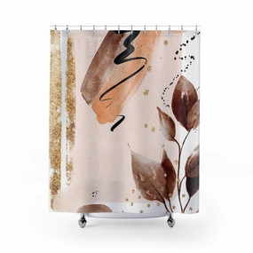 Botanical Shower Curtain | Neutral Beige Brown Floral Lighting,Home Lighting