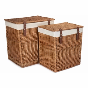 Boutique Double Steamed Willow Laundry Hamper With Lining Set 2 laundry organizer,dirty clothes basket,plastic laundry basket