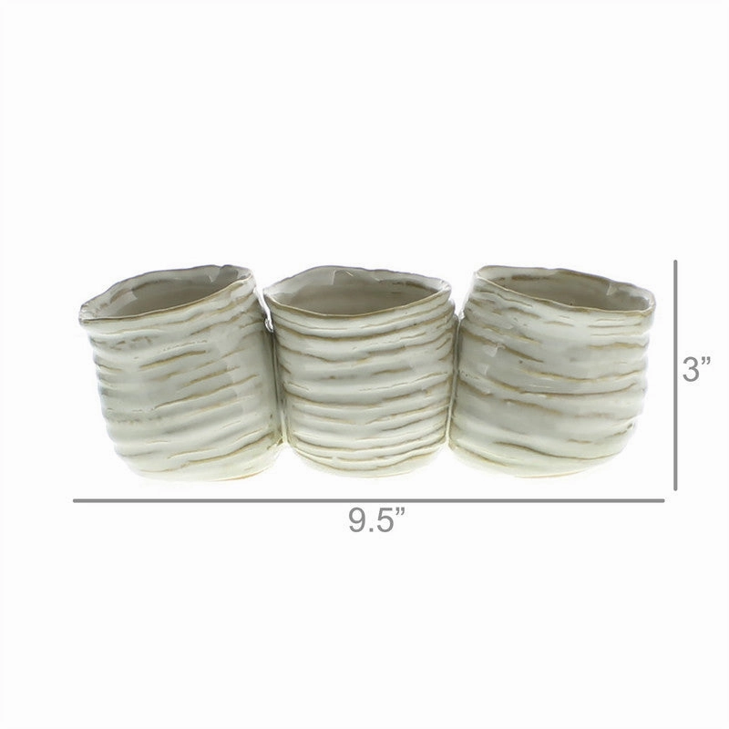 Bower Clustered Ceramic Vase - Triple - Fancy White