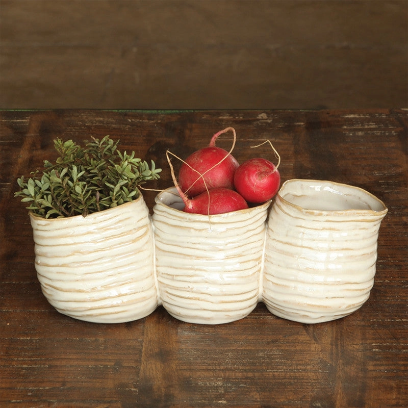 Bower Clustered Ceramic Vase - Triple - Fancy White