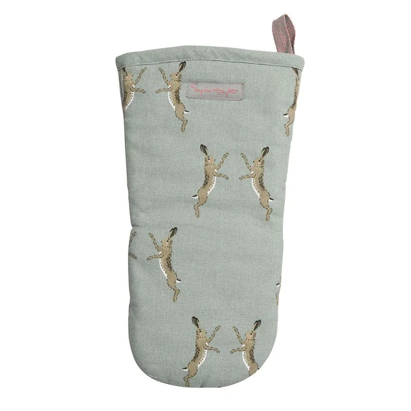 Boxing Hares Oven Mitt, Duck Egg Grey round coffee table, wooden coffee table