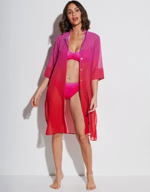 Brasil Midi Beach Shirt - Flower Pink